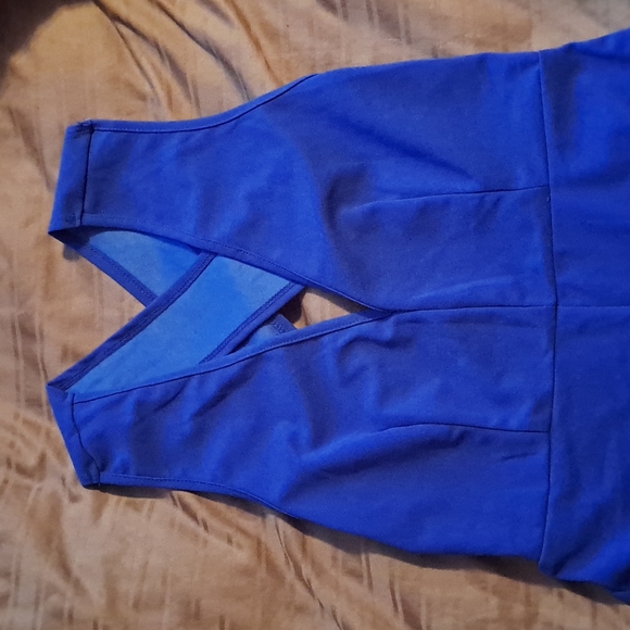 Shein Electric Blue Crossed Back Jumpsuit - Picture 2 of 5